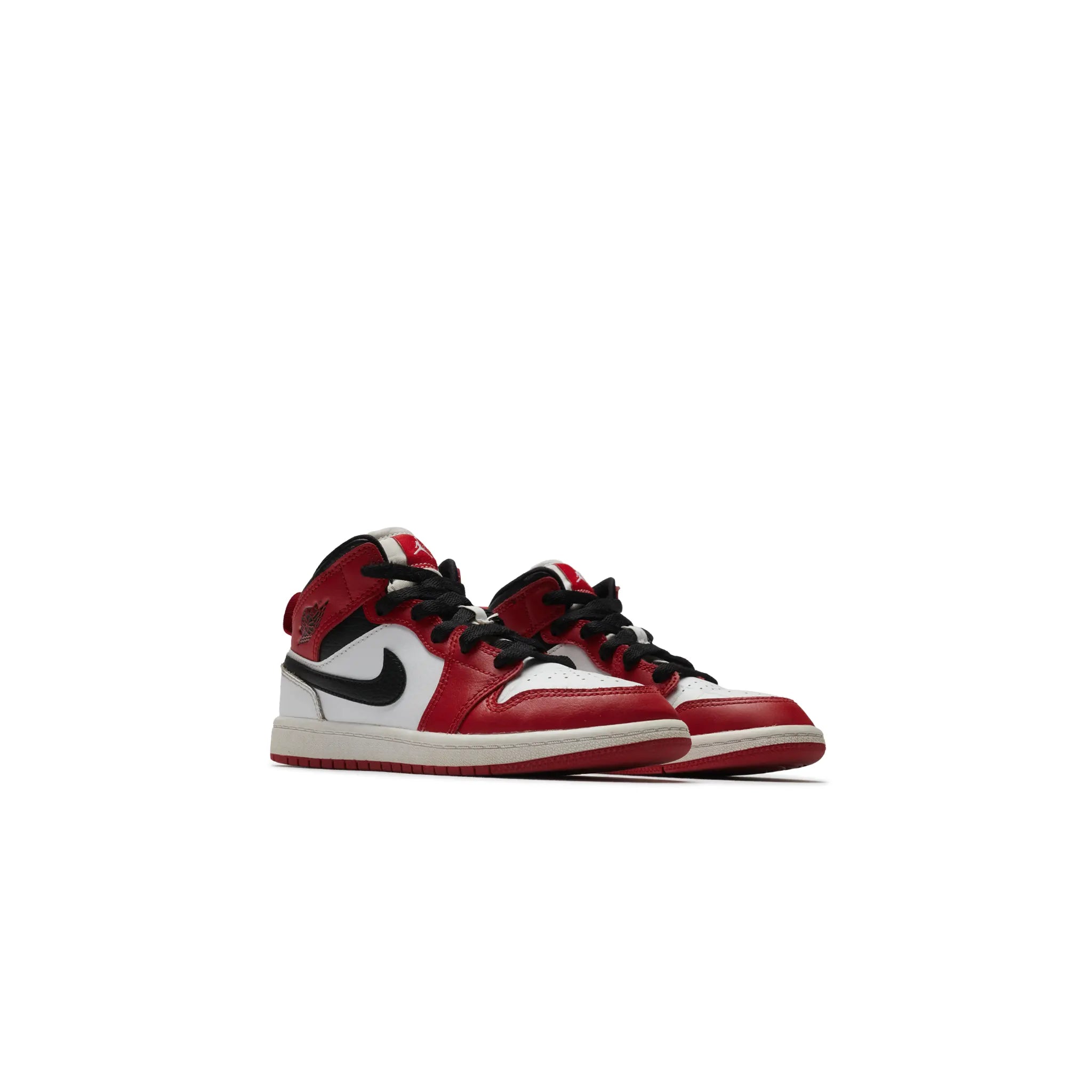 Front Side View of Preloved - Air Jordan 1 Mid Chicago White Heel (PS) 640734-173